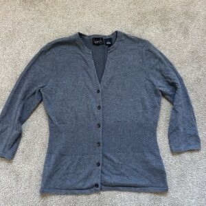 Kersh Grey V Neck 3/4 Sleeves Cardigan